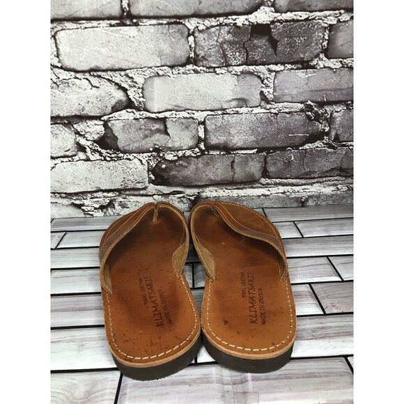 Klimatsakis Brown Leather Casual Flip Flops Greek Thong Sandals Women Sz 41EU - Picture 8 of 16